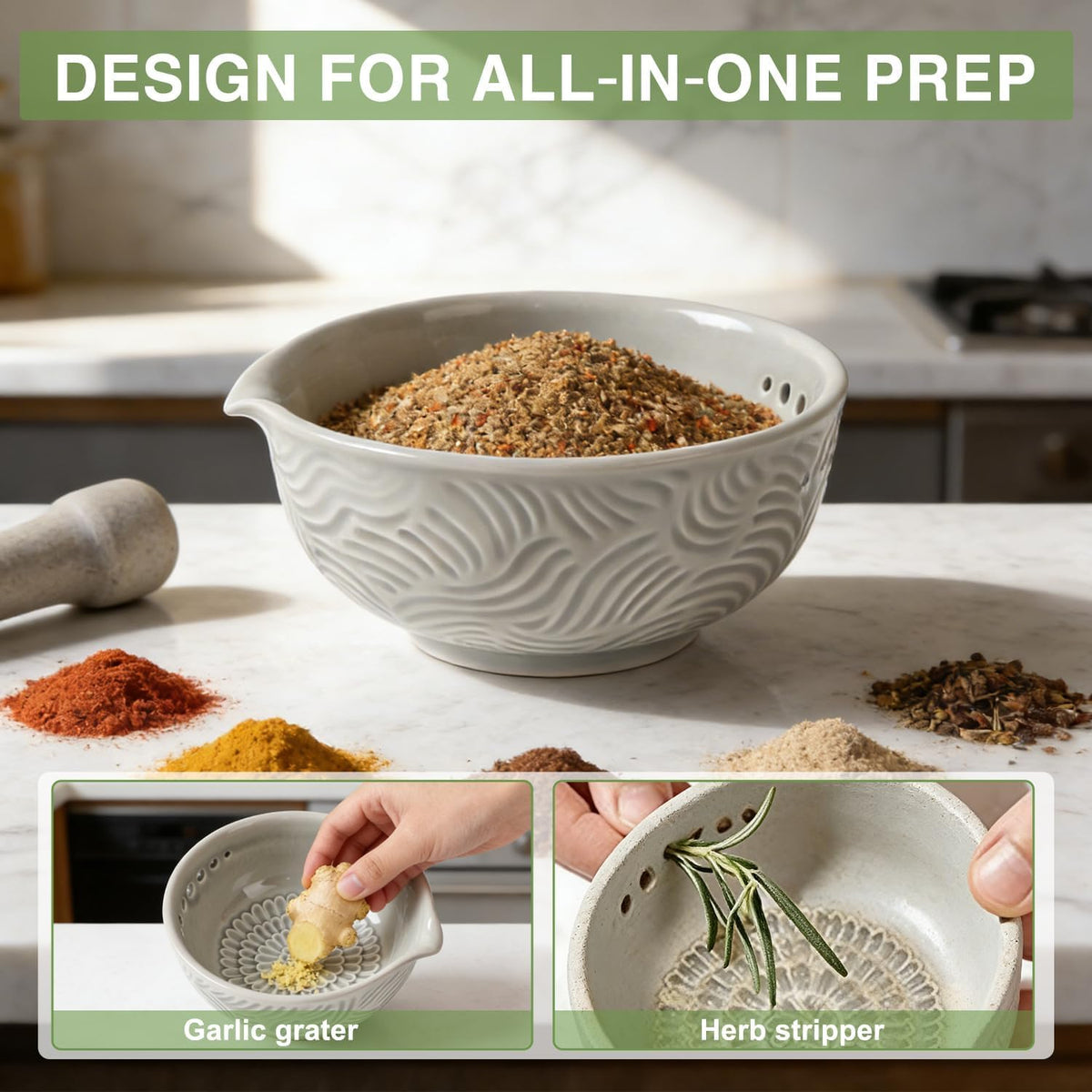 Generic 3-in-1 ginger garlic herb grater plate supports versatile home prep.