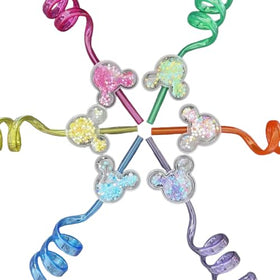 Generic glitter mouse-ear straw in bright colors for kid-friendly party decor.