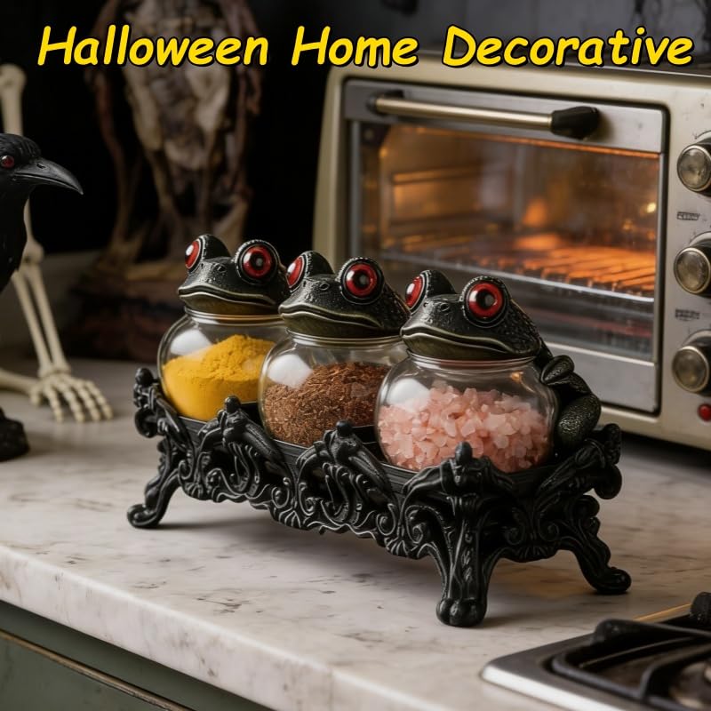 Generic gothic kitchen decor meets practical spice storage solution