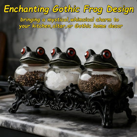 Generic handcrafted glass spice jars on a durable resin base