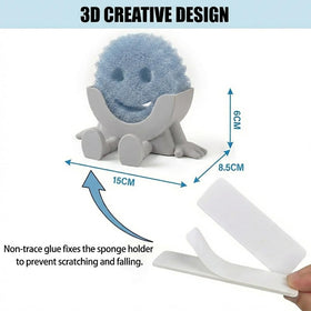 Generic Hanging Sponge Holder with Drainage, mounted with traceless glue for easy setup.