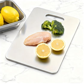 Generic titanium board surface is knife-friendly and helps preserve sharpness
