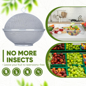 Generic lidded fruit basket measures 9 by 11.5 inches for versatile storage.