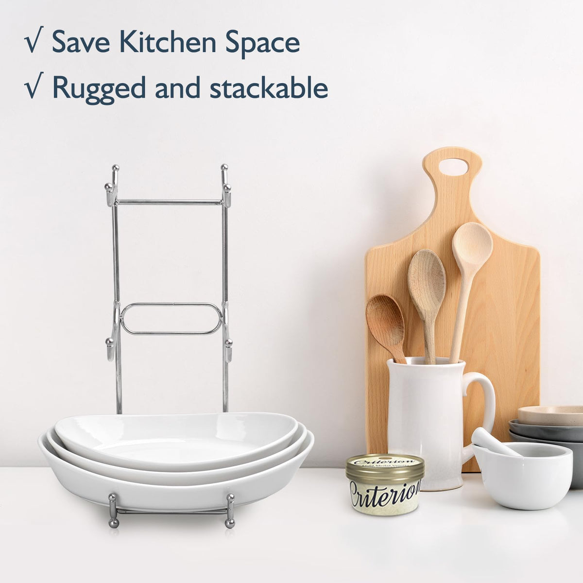 Generic LUFILU compact stack demonstrates space-saving design on countertop.
