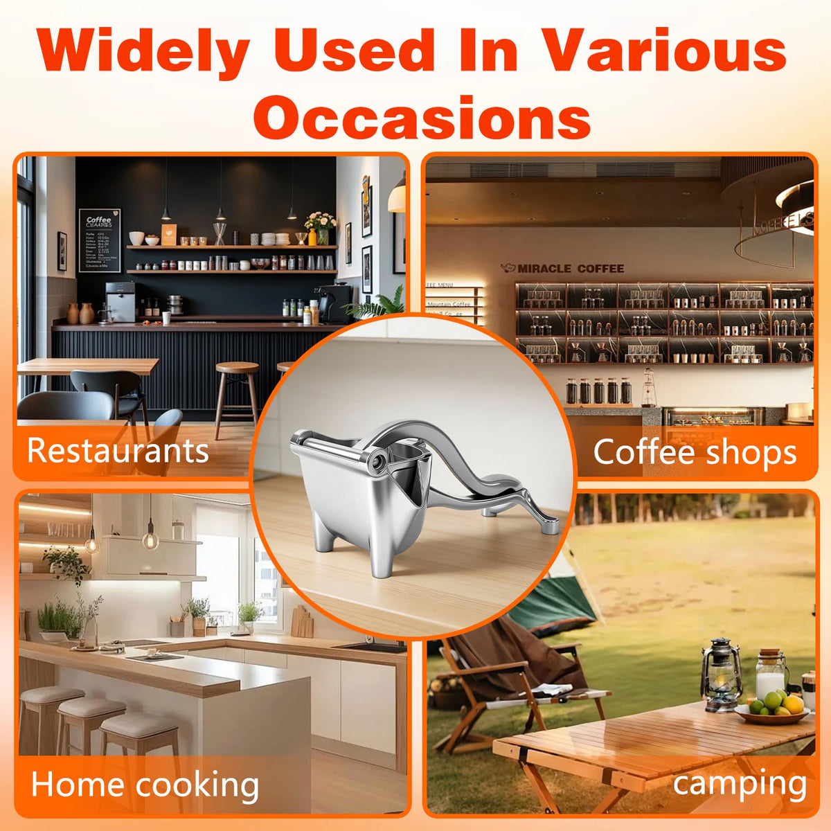 Generic Manual Juicer handling lemons, oranges, pomegranates and more for versatile kitchen use.