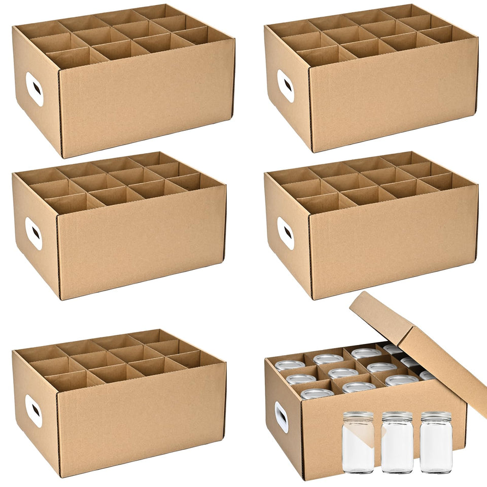 Generic Mason jar storage boxes with 12-cell design for organized 32 oz jars.