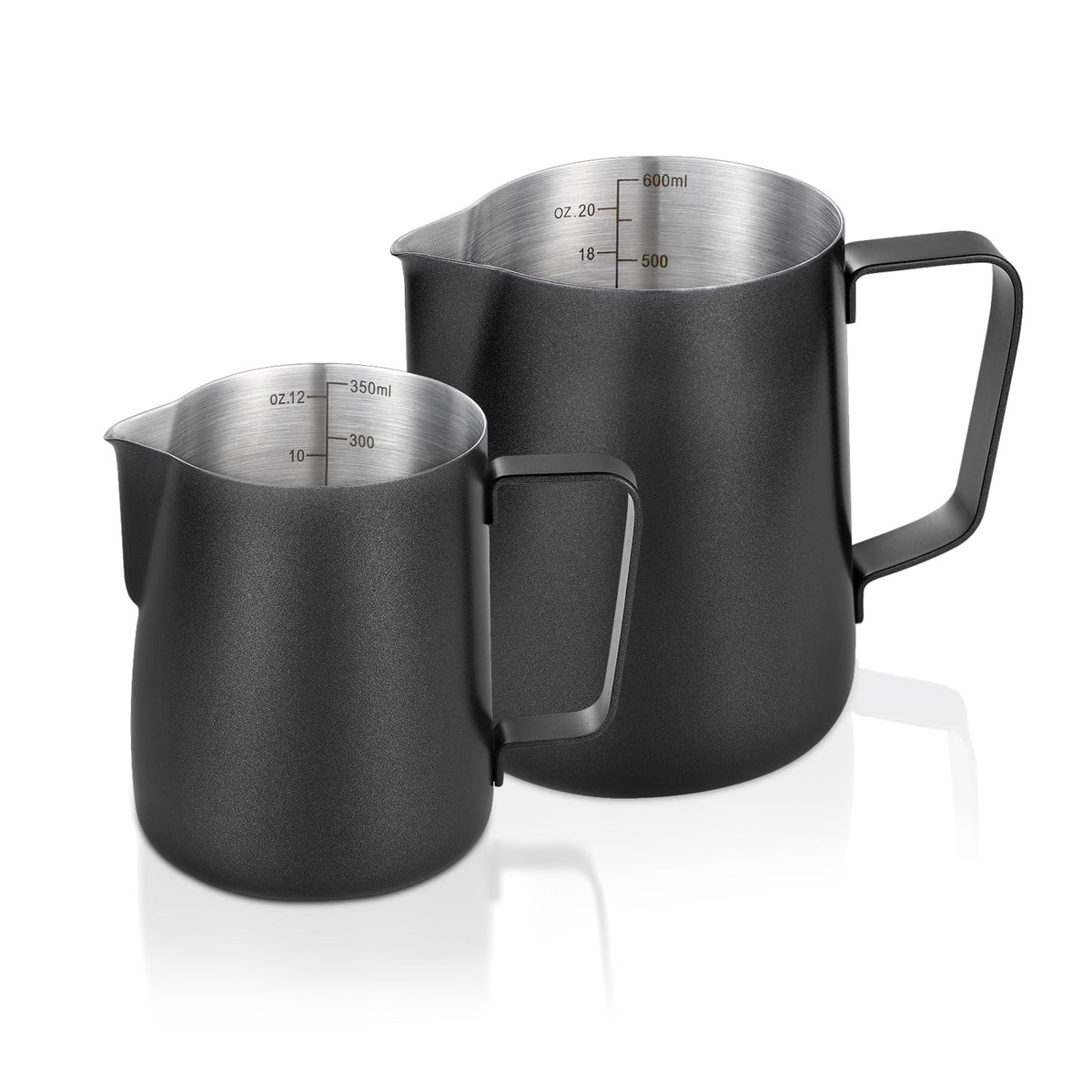 Generic matte black 12oz frothing pitcher for precise pouring and latte art
