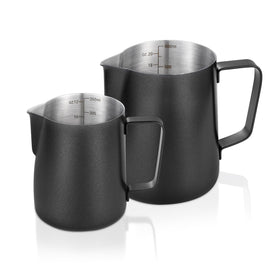 Generic matte black 12oz frothing pitcher for precise pouring and latte art