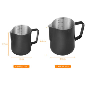 Generic matte black 20oz frothing pitcher ideal for larger drinks and froth control