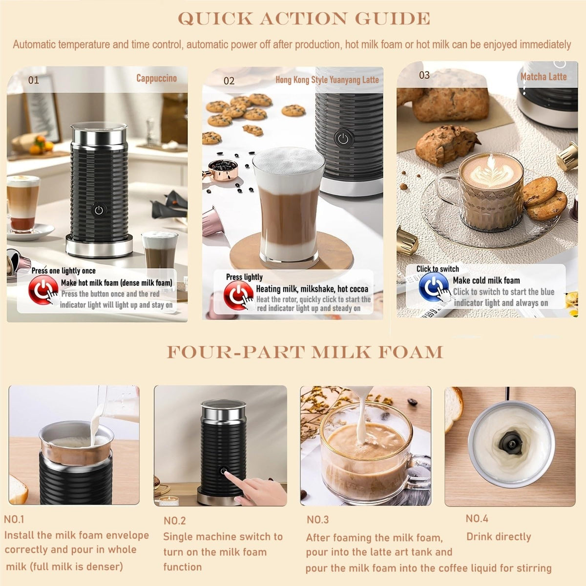 Generic Milk Frother ergonomic design for easy grip and use.