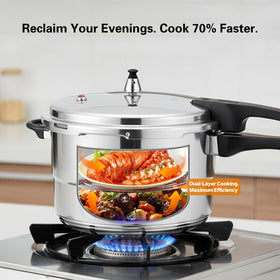 Generic mini aluminum pressure cooker induction-compatible for quick weeknight meals.