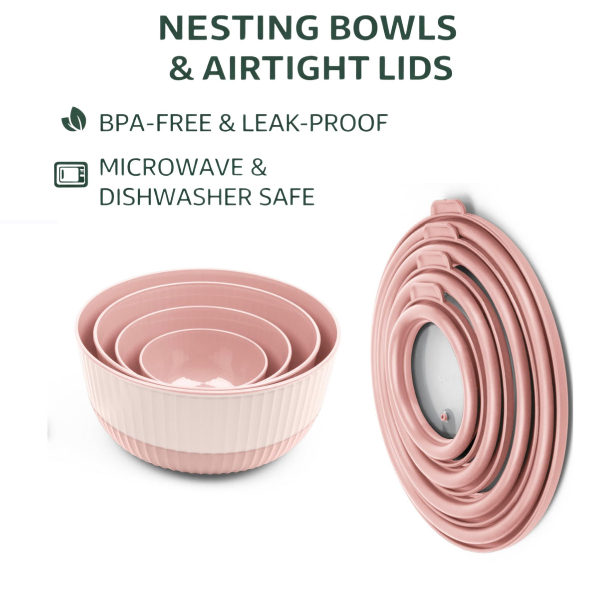 Generic nesting bowls save cabinet space and simplify meal prep