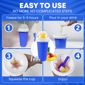Generic reusable slushie cups preserve flavor when making juice, milk, or smoothies.