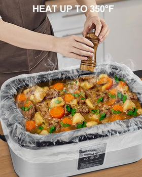 Generic roaster liners resist heat up to 350F for consistent results.