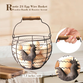 Generic rooster-decor egg basket adds vintage farmhouse charm