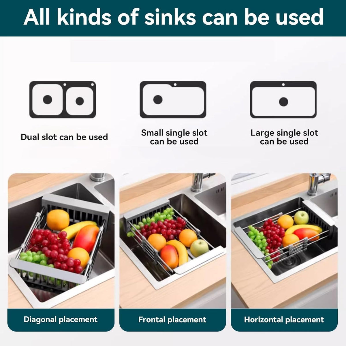 Generic rust-resistant stainless steel construction ensures long-lasting kitchen performance.