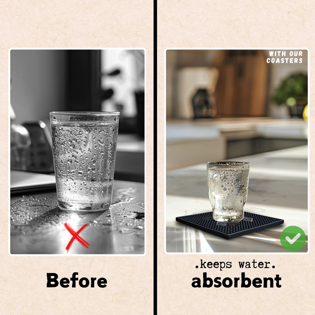 Generic silicone coasters absorbent and non-slip design keeps drinks steady on any table
