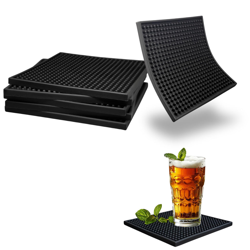 Generic silicone coasters six-pack with a 6-inch square surface protects surfaces from spills