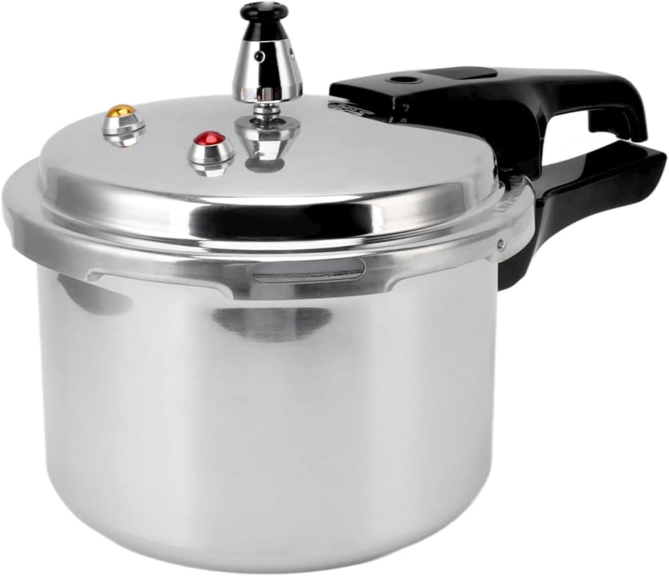 Generic small pressure cooker with compact design offers space-saving storage and faster meals.
