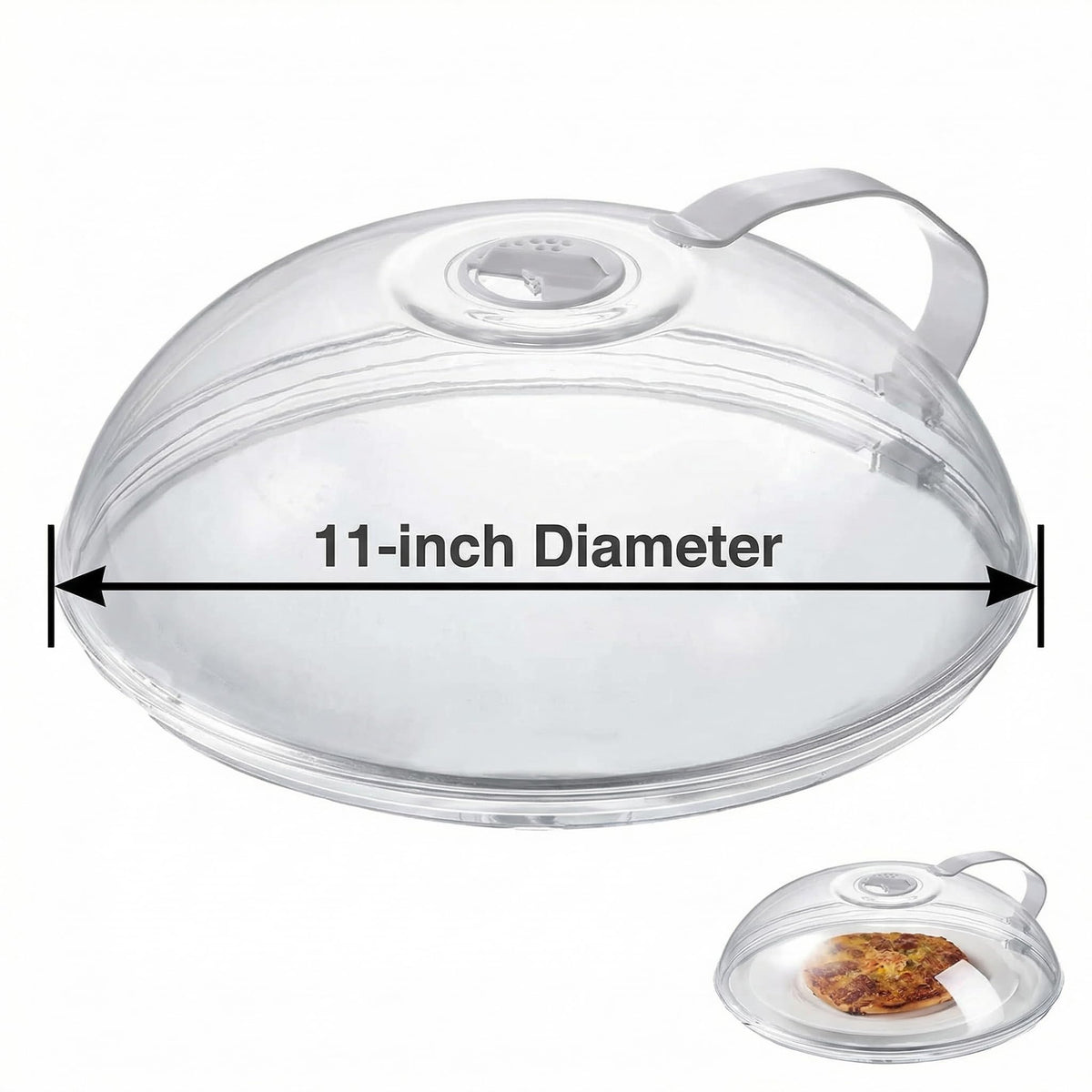 Generic splatter-cover includes a hook for easy storage after use.