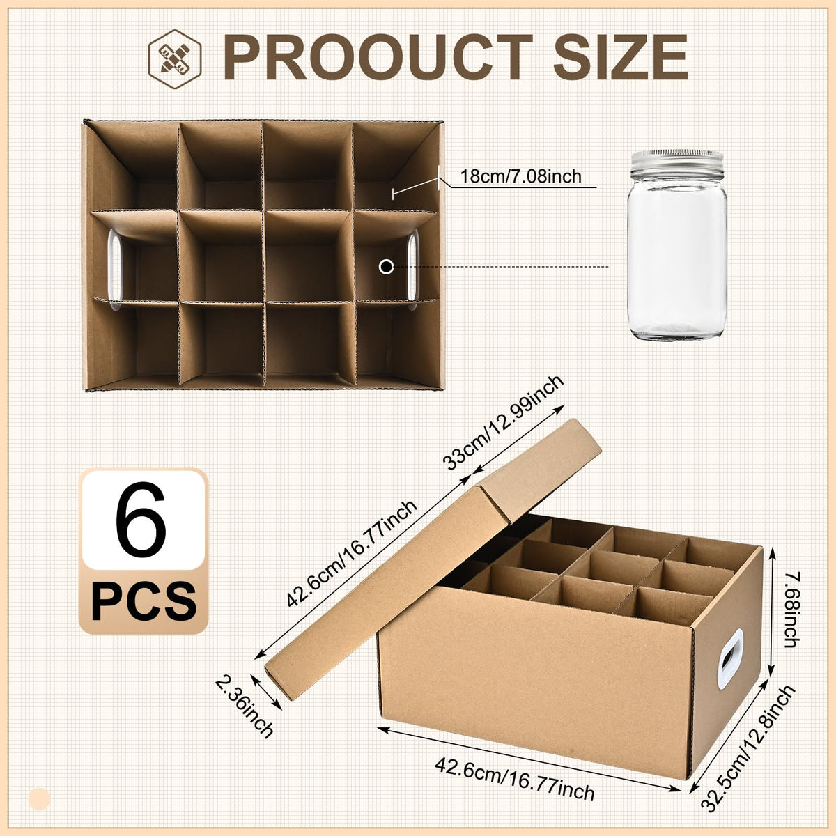 Stackable generic mason jar boxes save space and keep kitchens organized.