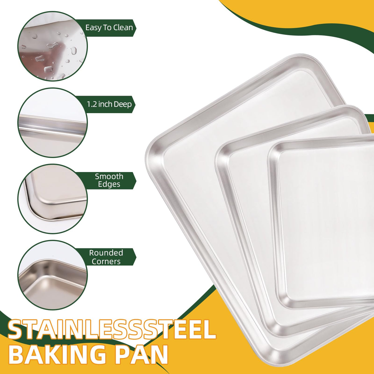 Generic 10-inch stainless steel baking sheet offers durable, rust-resistant everyday roasting.