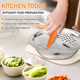 Generic stainless steel basin with drain basket for quick rinsing and draining.