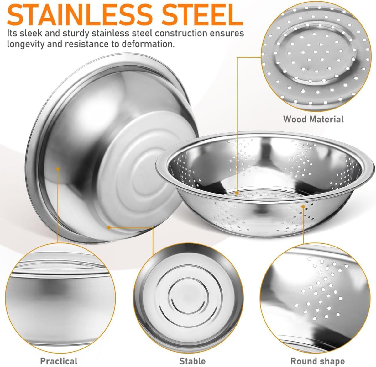 Generic dishwasher-safe stainless steel construction for simple cleaning.