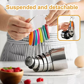 Sturdy stainless steel measuring cups designed for daily kitchen use.