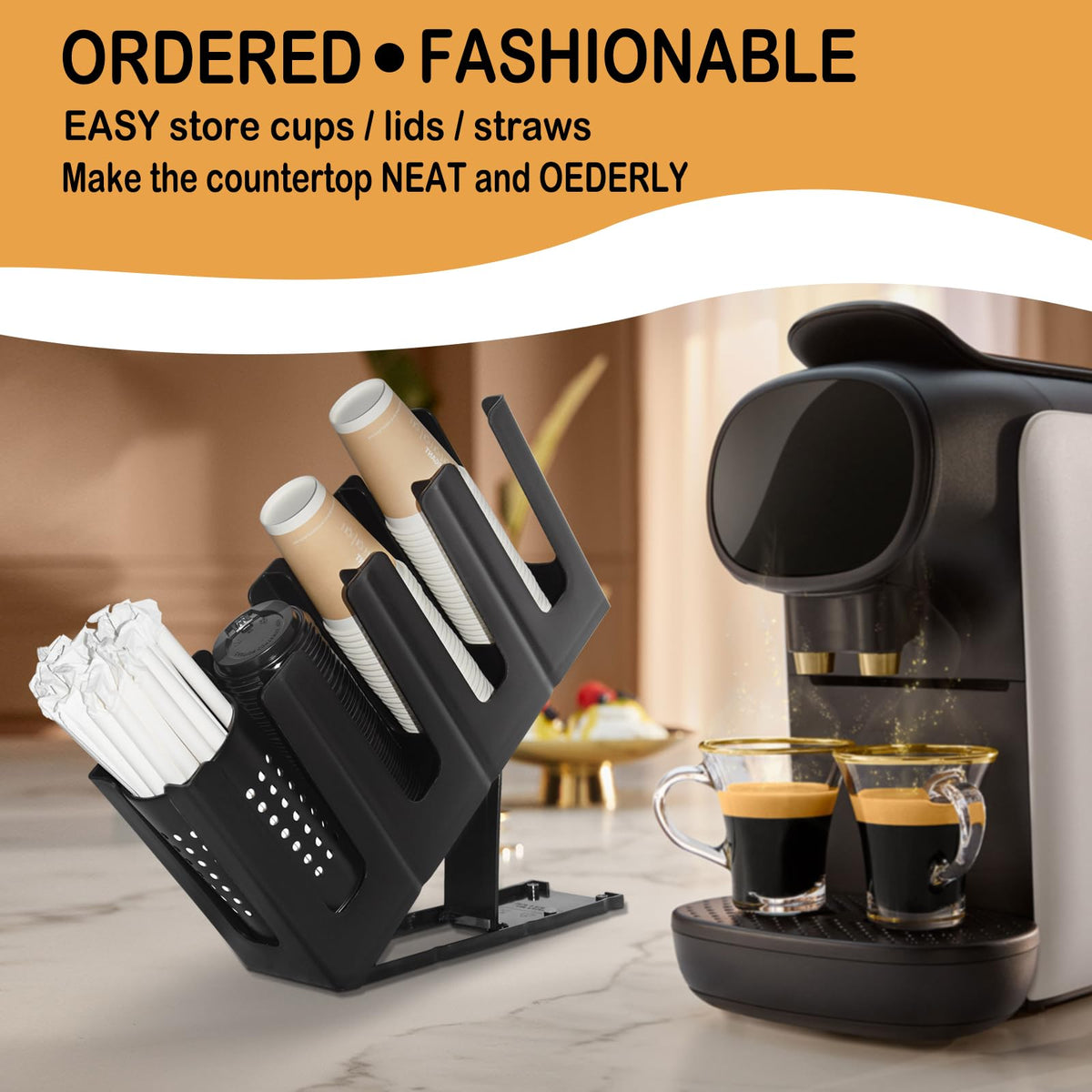 Generic Straw Organizer with stainless container keeps beverage accessories within reach.