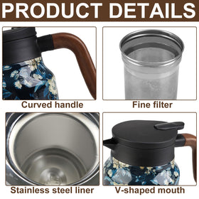 Generic teapot ergonomic non-slip handle provides comfortable grip while pouring.