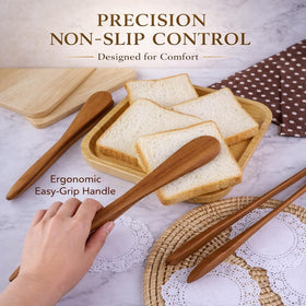 Generic Teak Wood Toast Tongs ideal for grilling meat safely.