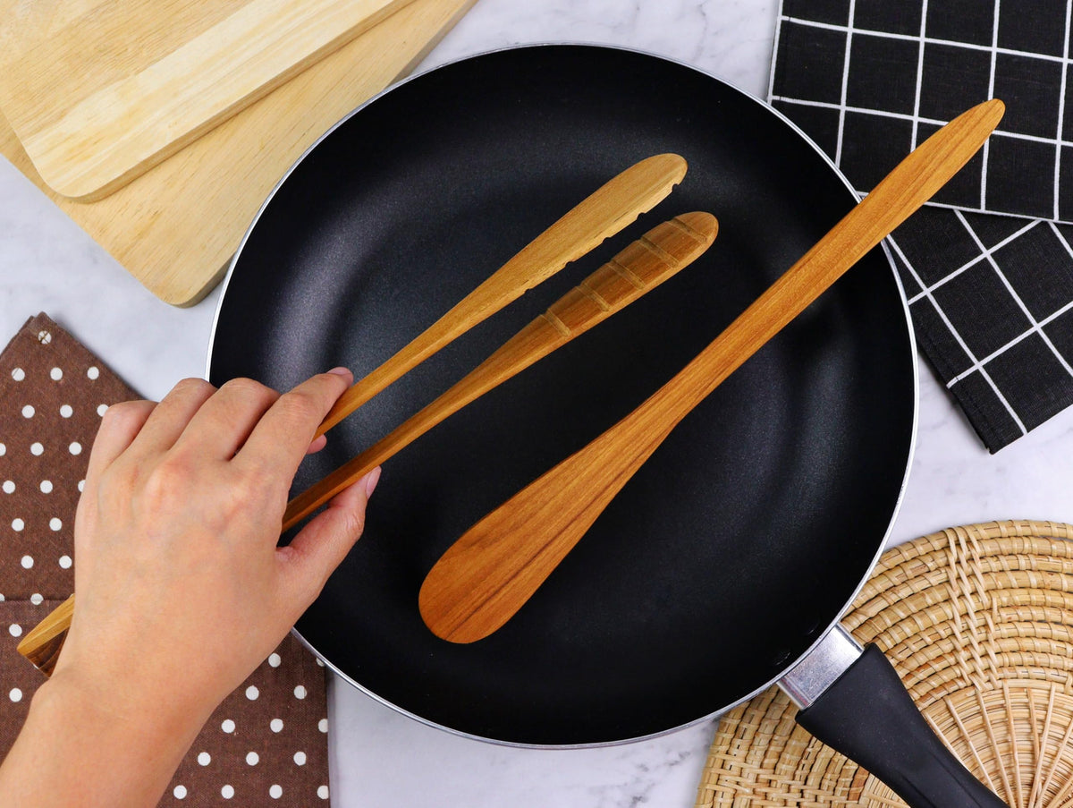 Generic Teak Wood Toast Tongs handmade in Northern Thailand.