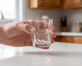 Generic tempered glass shot glass demonstrates durable, break-resistant performance.