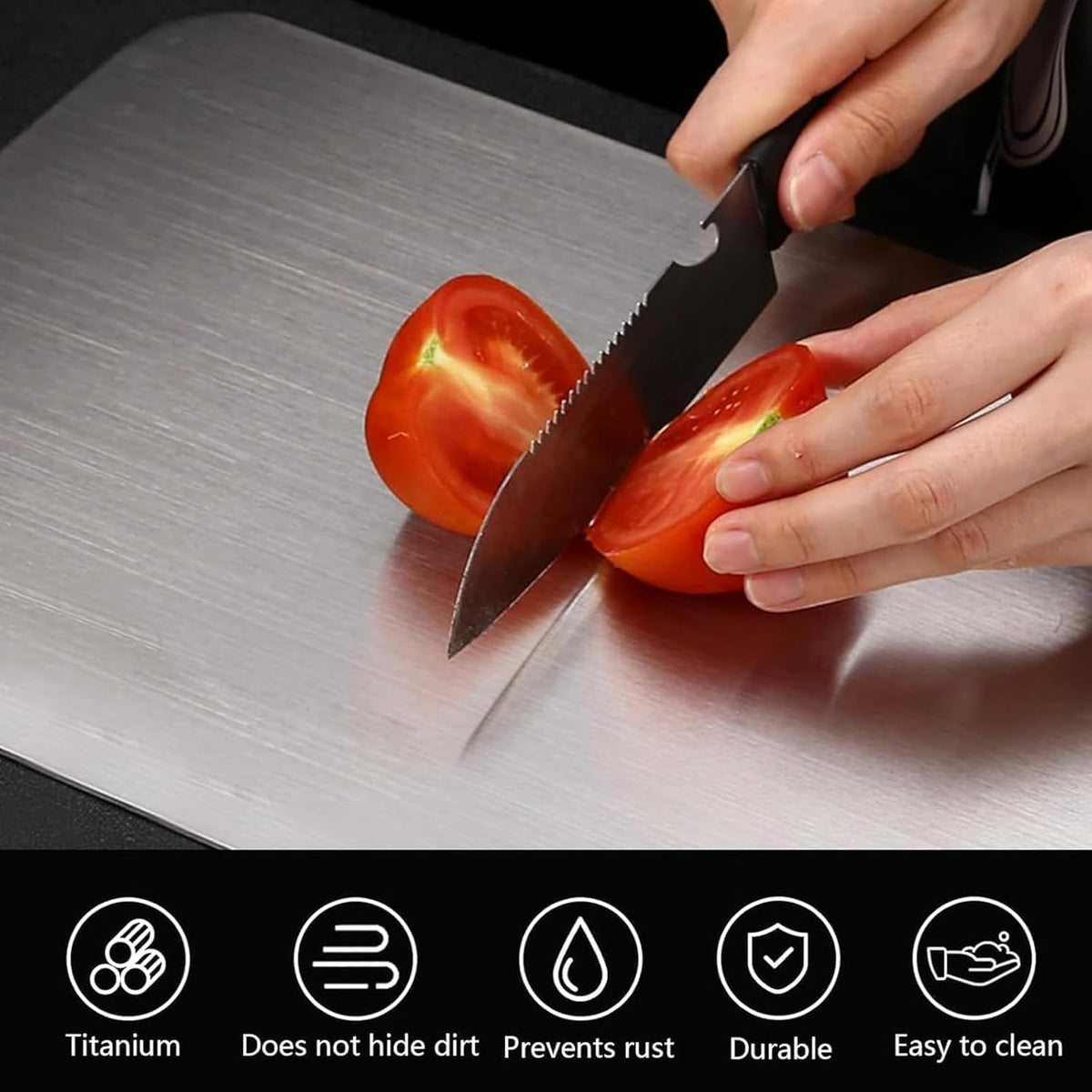 Generic Titanium Cutting Board Set of 3, dough work surface ideal for rolling and kneading.