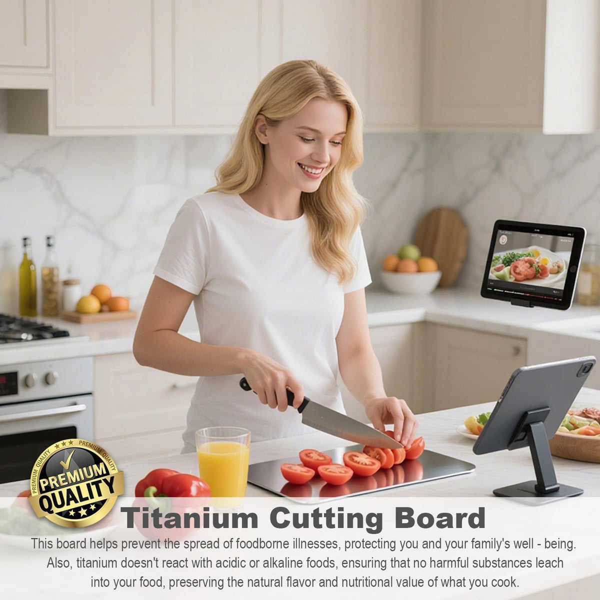 Generic Titanium Cutting Board Set of 3 non-porous surface resists stains