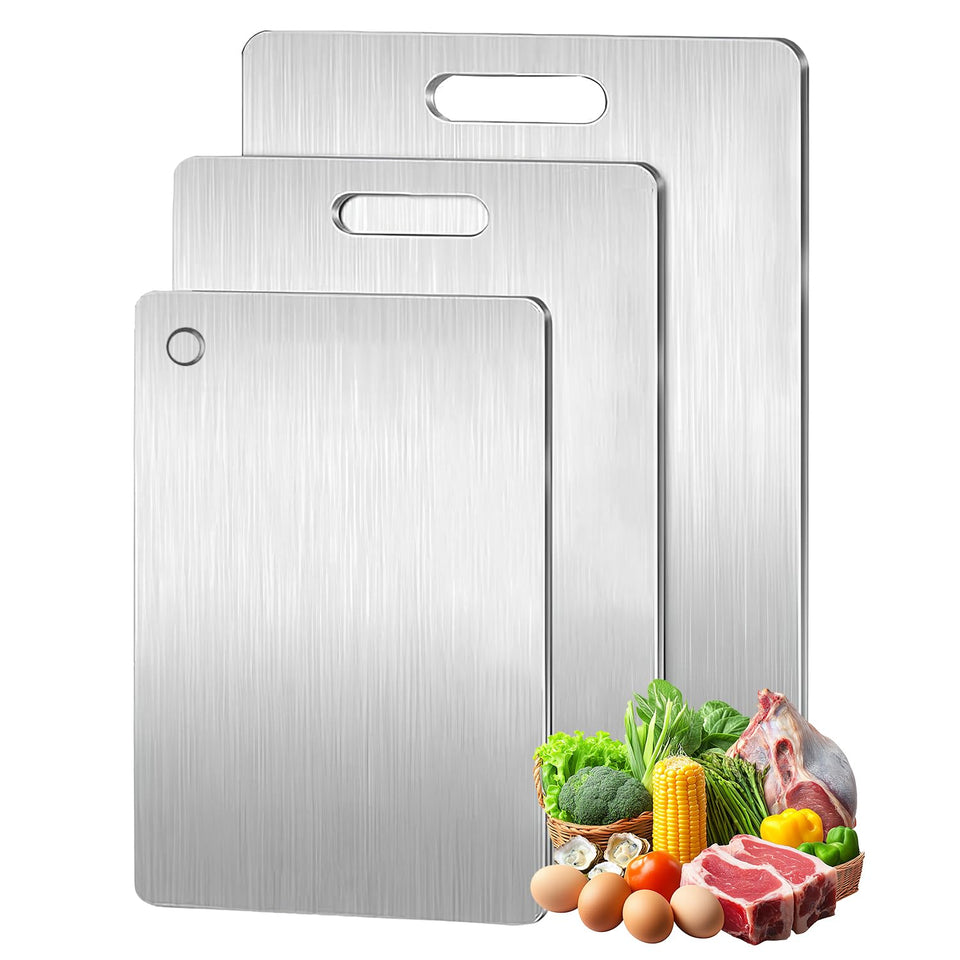 Generic Titanium Cutting Board Set of 3 top view for versatile prep