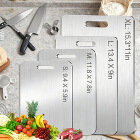 Generic titanium cutting board set front view highlighting sleek durable design