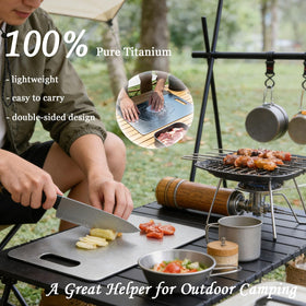 Generic titanium cutting board set side view highlights durable surface and compact storage.