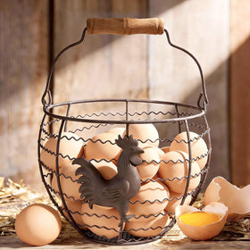 Generic wire egg basket with handle, sturdy and practical for collecting fresh eggs