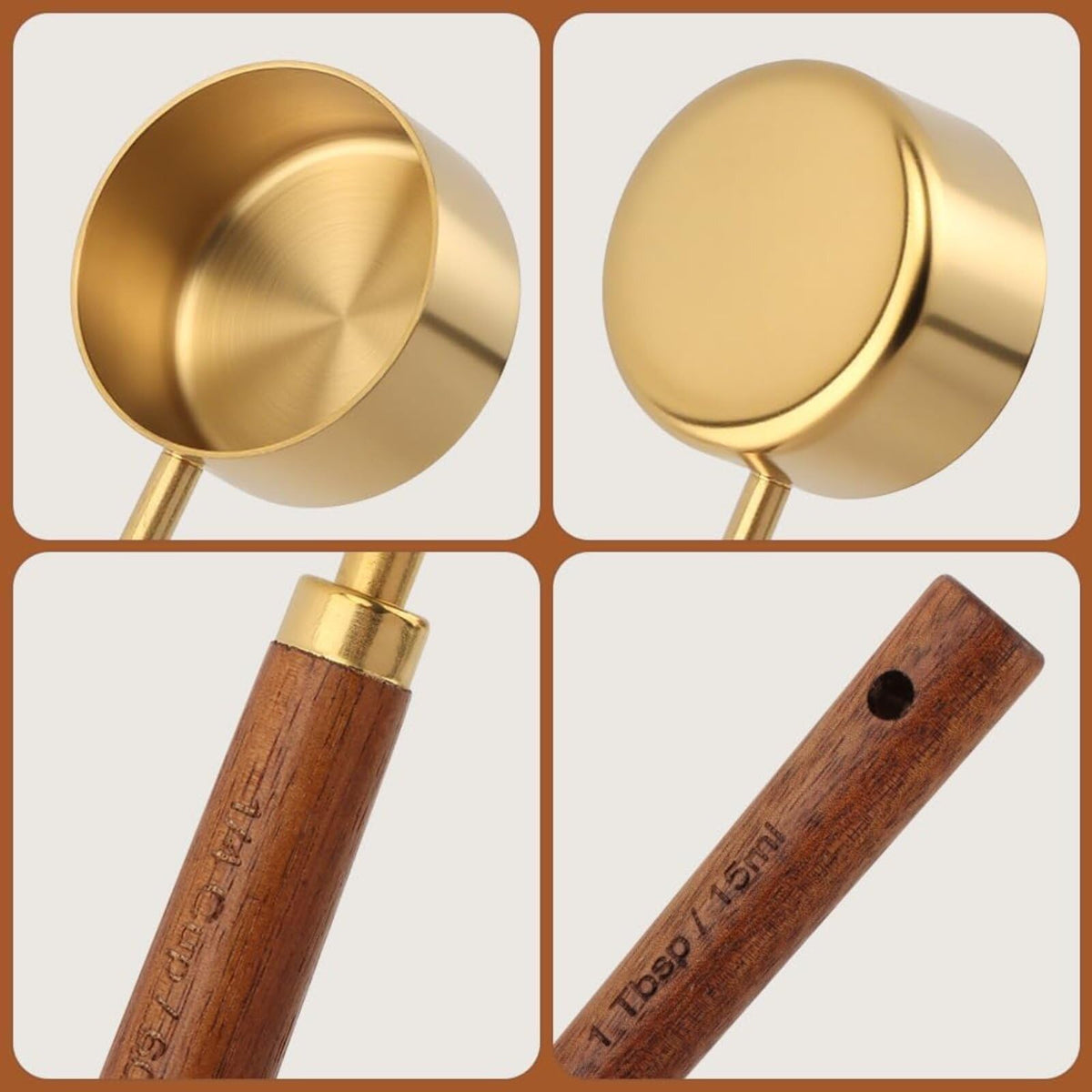 Generic wooden handle provides a secure, comfortable grip while cooking.