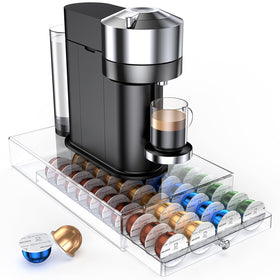 Genew coffee pods holder front view shows clear capsule visibility for quick selection