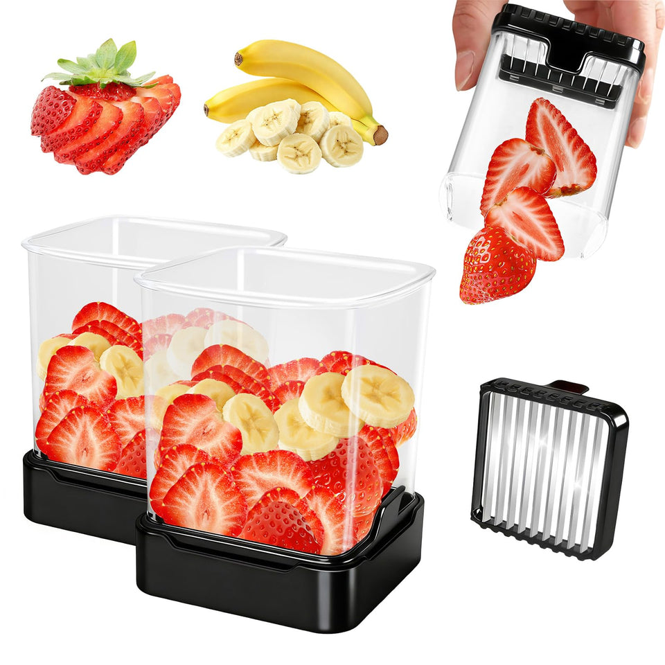 GENGCANG 2-pack fruit slicer cup slices strawberries fast and evenly
