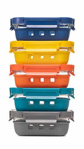 GENICOOK glass storage containers with airtight glass lids for safe meal prep
