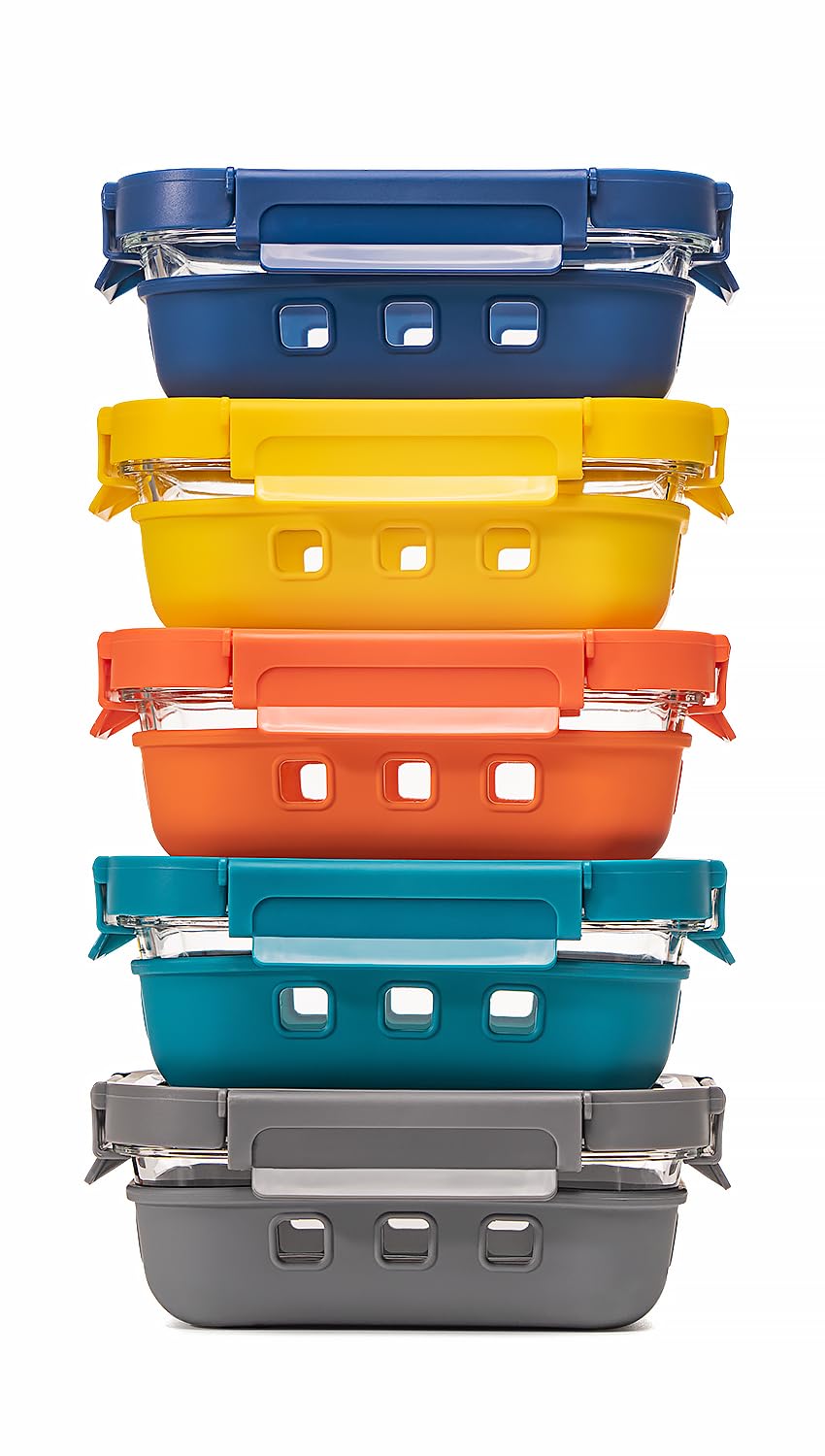 GENICOOK glass storage containers with airtight glass lids for safe meal prep
