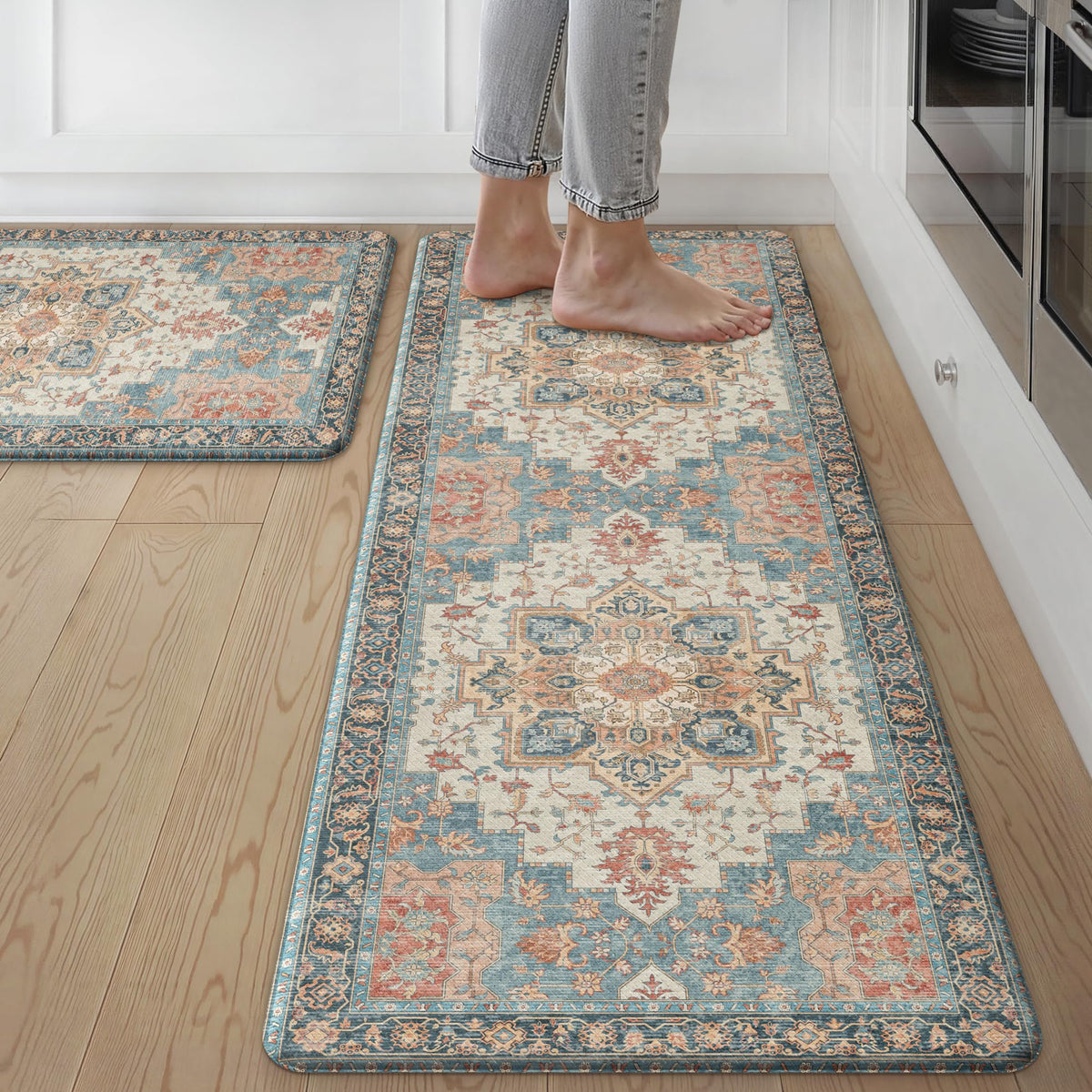 GENIMO kitchen mats two-piece set with long runners for enhanced standing comfort.