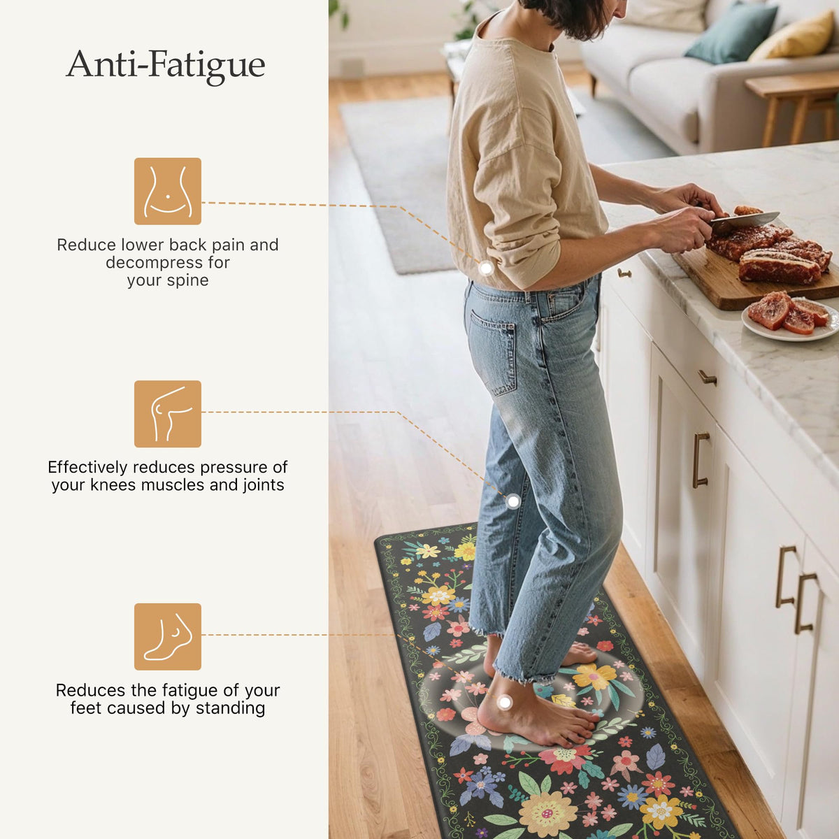 GENIMO mat is easy to clean and durable for busy kitchens.