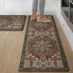GENIMO two-piece Bordeaux mats set enhances kitchen comfort and style.