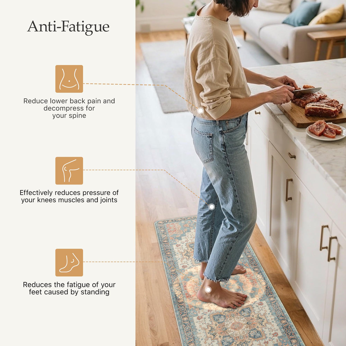 GENIMO kitchen mats with waterproof surface protect floors from spills and stains.
