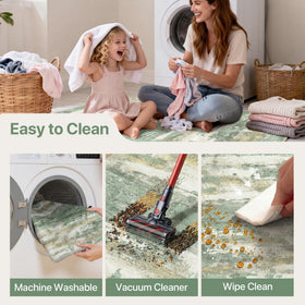 GENIMO waterproof abstract runner adds color while protecting floors from spills.